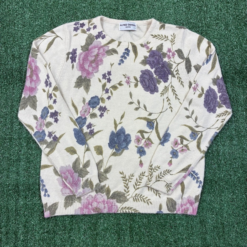 Vintage Alfred Dunner Floral Petite Knit Sweater